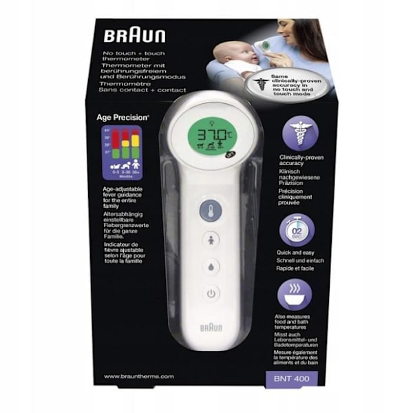 BRAUN BNT400 LCD INGEN KONTAKTTERMOMETER Vit