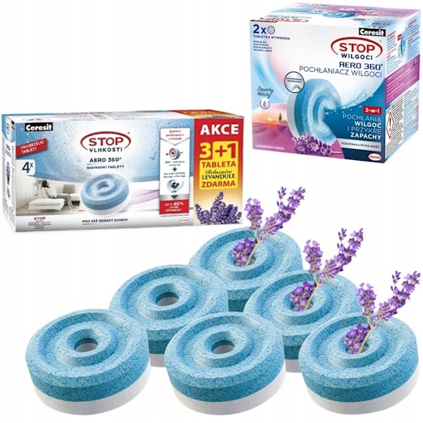 4x Ceresit absorberande tablett 450g 1x lavendel 3x normal + 2x Ceresit absorberande tablett 450g lavendel