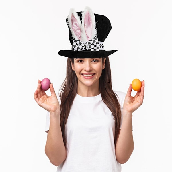 Påskdag Kanin Topphatt Söt Mjuk Hållbar Herr Dam Mars Hare Alice I Underlandet Kanin Bowlerhatt (ZYH)