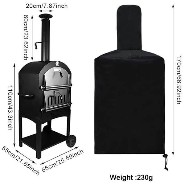 Pizzaugn Dammtät cover utomhus uteplats Pizza bakugn cover för hem kök Matsal (ZYH) 170x65x55cm