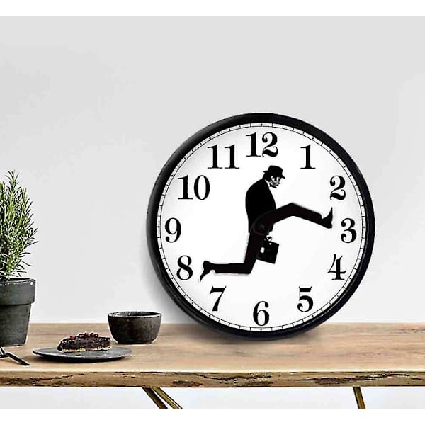Inspirerad Silly Walk Väggklocka Creative Silent Mute Clock Väggkonst för hemmet (svart vit) 1 st (ZYH)