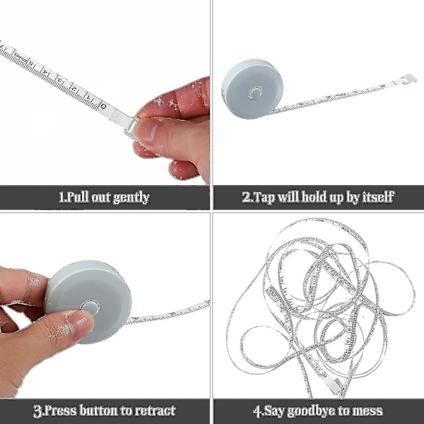 Th måttband Retractable Body måttband Skräddare måttband (3 stycken, rosa, blå, grön)  (ZYH)