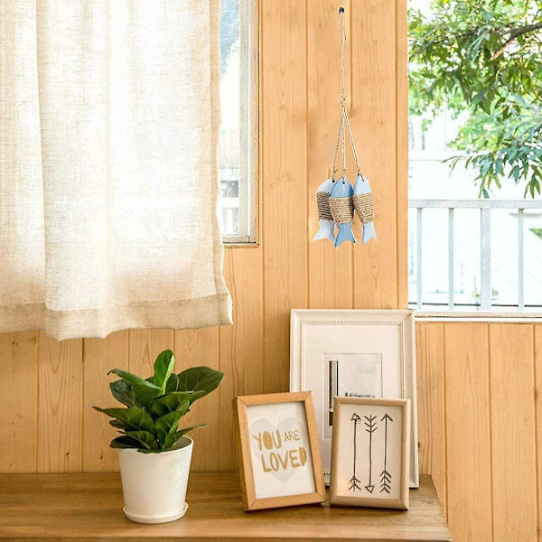 6pcs Wooden Fishes Wooden Wall Decor, With String  (DPD)
