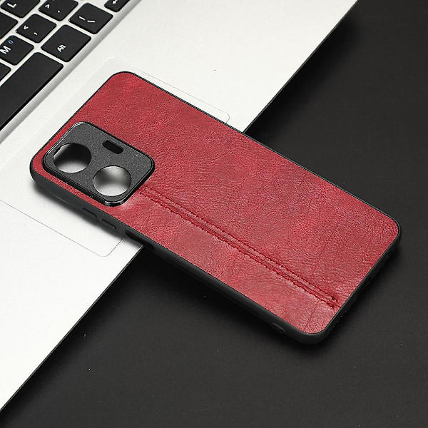 Klädsel i kohudstruktur till Realme C55, PU-läderbelagd TPU+PC-baksida (ZYH) Red, Red Realme C55