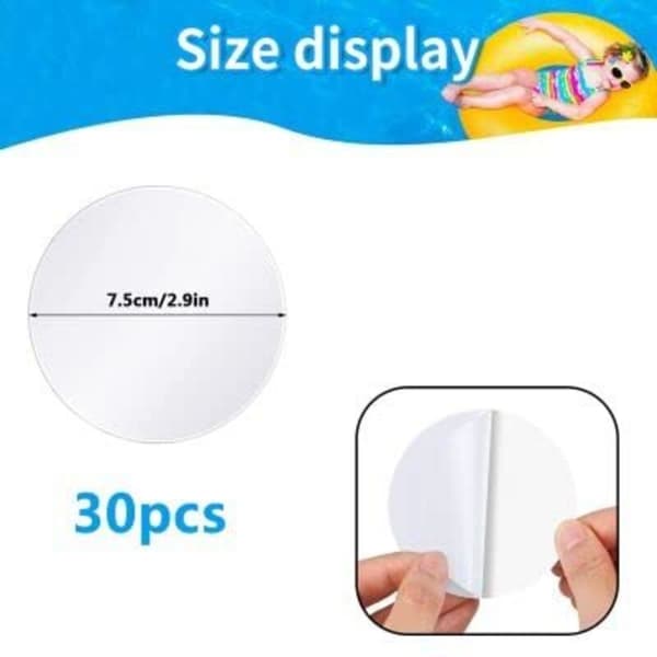 30-delt poolreparationssæt. Reparationsdele til oppustelige madrasser - 7,5 cm i diameter.