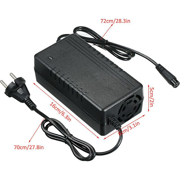 2024 54.6v 2a elektrisk skoterladdare, litiumjonbatteriladdare, 3-håls in-line kontakt, passar Kugoo M4 elektrisk skoter (DPD)