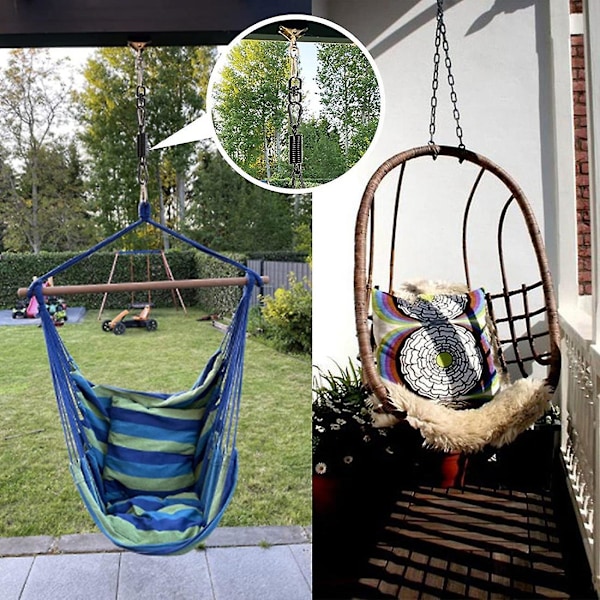 Svängfjäder för hängande stol, med 2 snäppkrokar och 360 vridkrok, lastkapacitet 250 kg för upphängning C (ZYH) Black