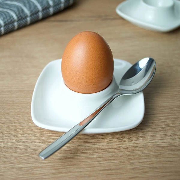 Premium äggkoppar (3 st.) i porslin - vit - modern fyrkantig form  (ZYH)