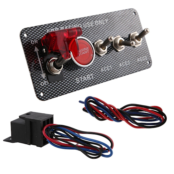 12V Bil Tändningsknapp Motor Start Tryckknapp 3 Växla Panel  (ZYH) As shown