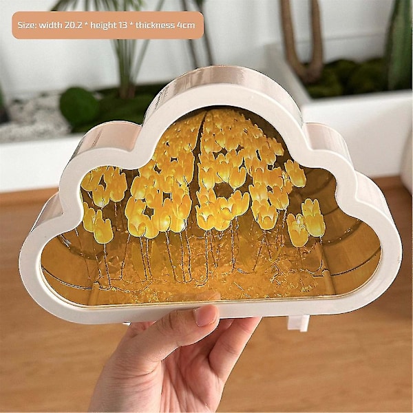 Cloud Mirror Lamp, Hand diy Tulips Mirror Night Light Tulip Cloud Night Light (DPD) color01