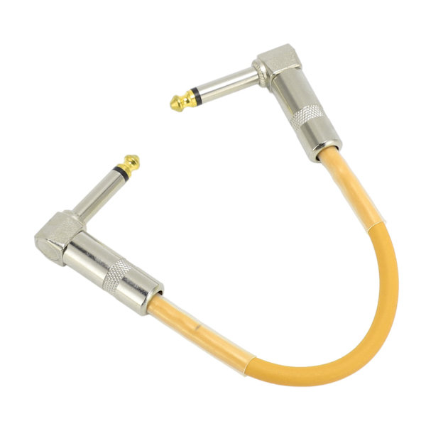 6 st gitarr patchkabel 6 tum 6,35 mm rätvinklig ljudkabel för effektpedal mixer förstärkare elgitarrer basar gul (ZYH)