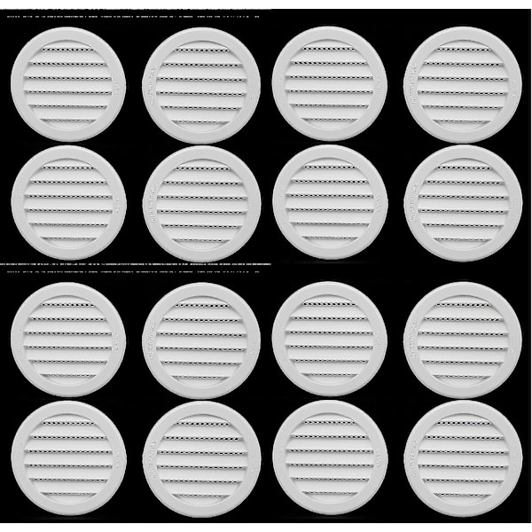 3\" Rund Plast Lamell Soffit Luftventil Reptil Gallerlock (16, Vit)  (ZYH)