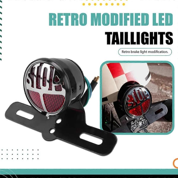 Motorcykel Retro Baglygte Nummerplade Baglygte Bremselys Stoplys