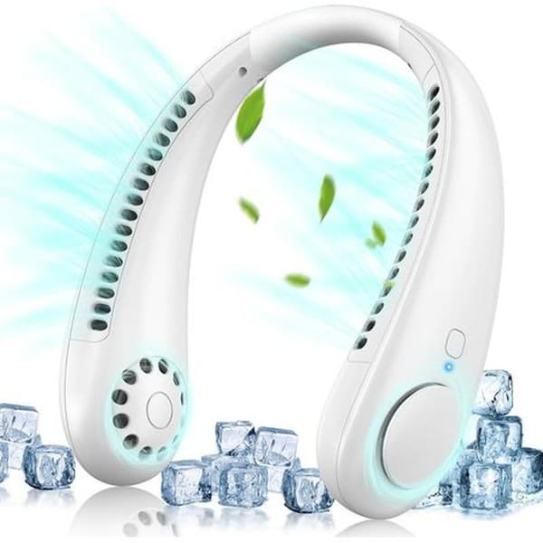 Halsventilator. Bærbar, bladløs 360° ventilator. USB genopladelig. 240 x 155 x 62 mm