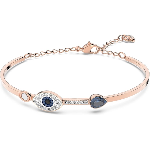 Symbolisk armband med ont öga för kvinnor, blå kristall, blandad metallfinish, medium_SSDLV  (ZYH)