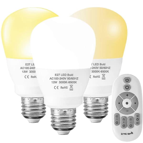 E27 LED dimbara glödlampor AC85-265V 6/9/12W trådlös fjärrkontroll RF-lampor