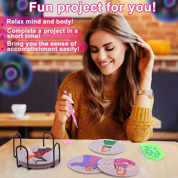ATCLV Coaster Taylor Diamond Painting Art Set för vuxna och barn DIY Diamond Art Coaster med stativ för fans presenter (ZYH)