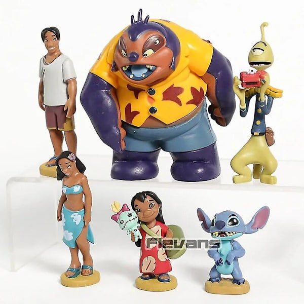 Lilo & Stitch Lilo Nani David Jumba Pleakley PVC-figurer Leksaker för barn Samling Födelsedagspresenter 6 st/set  (ZYH) bag