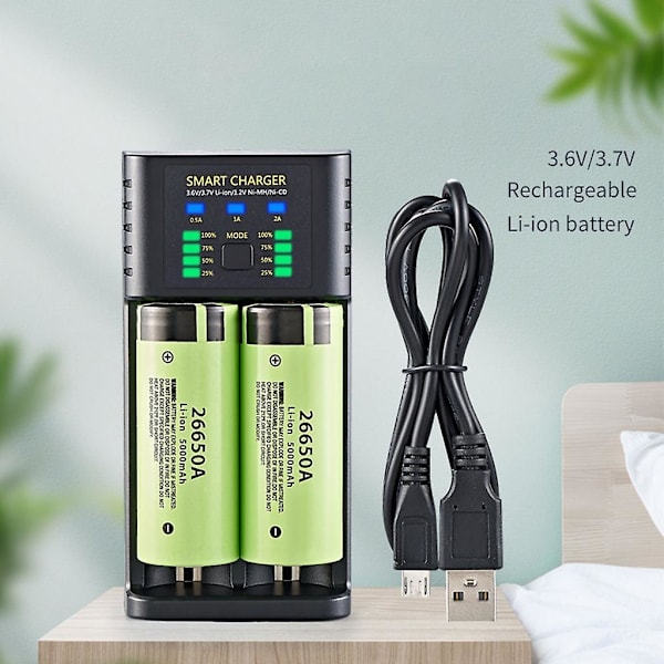 USB 3,6/3,7v laddningsadapter för 10400/14500/14650/16340/18650 Li-ion-batterier (DPD)