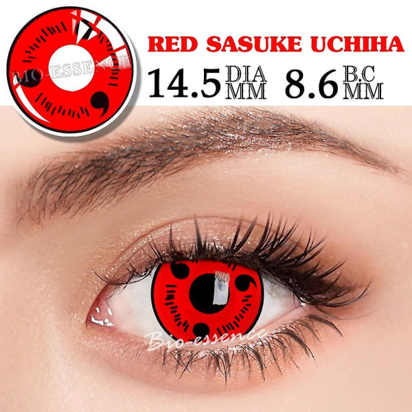 Tib 1 par Sharingan kontaktlinser för ögon Cosplay-linser Anime-linser Uchiha Sasuke Kakashi-linser Anime-tillbehör (FMY) (ZYH) Red Sasuke Uchiha
