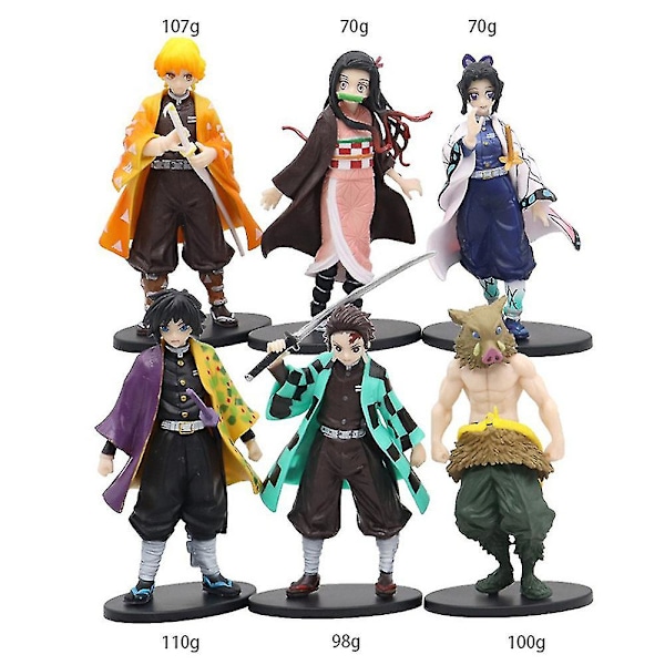 6 st/set Anime Demon Slayer Figur Leksaker Zenitsu Inosuke Tanjiro Nezuko Samlarobjekt PVC Modell Statyett Figur Dockor Leksak (ZYH)