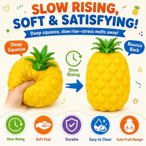 9,5 tum jättestor ananas-squishy, jumbo squishy långsamt stigande stressboll