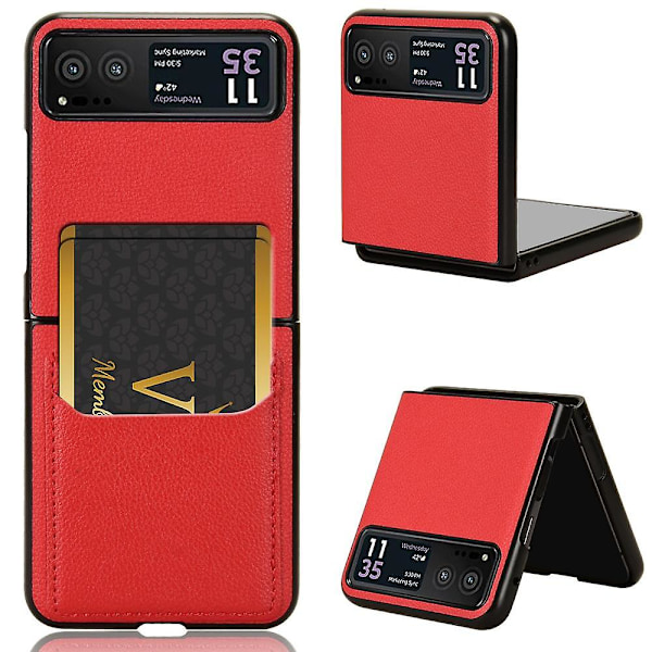 For Motorola Razr 40 5G PU Läder+PC Kortplats Omslag Litchi Textur Stötsäker Telefonfodral-  (ZYH) Red Motorola Razr 40 5G