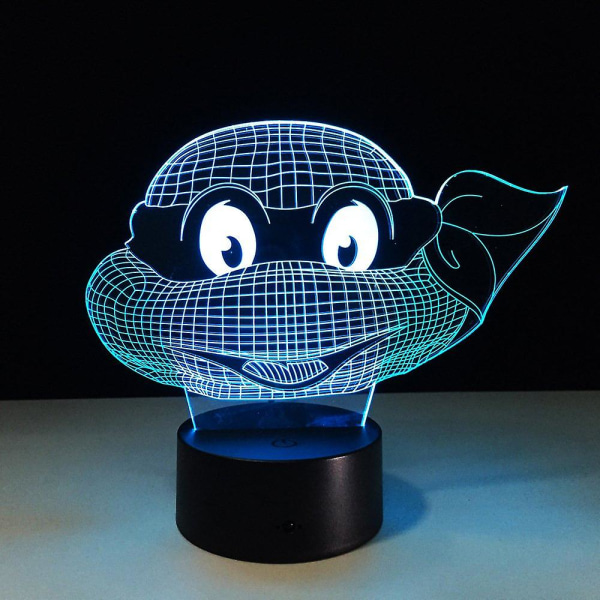 Veeki Teenage Mutant Ninja Turtles 7 färger byter nattljus lampor 3D touch nattljus barn nyårsgåva för barn (ZYH)
