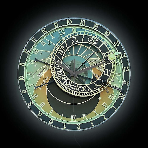 Tjeckien Prag väggklocka för sovrum konstellation heminredning klocka astronomisk tryckklocka astronomi älskare gåva (DPD) No Frame