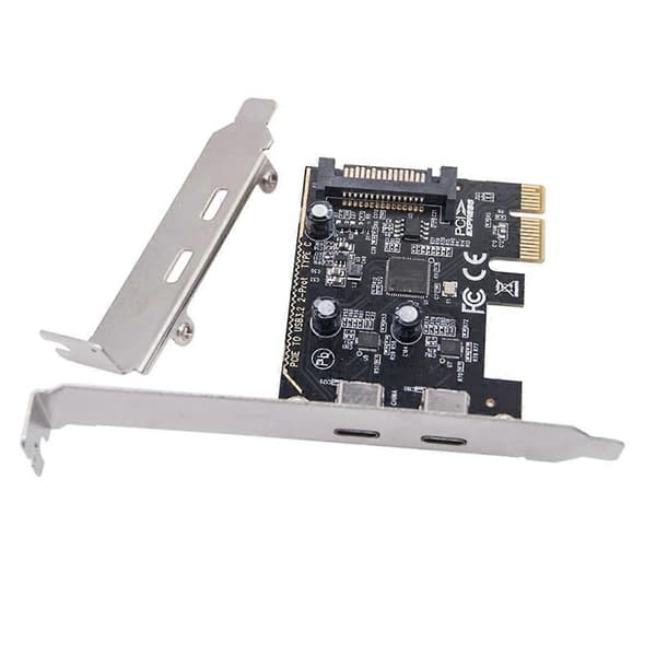 PCIE til Dual Type C Udvidelseskort PCI-E X1 til 2-Port TYPE-C USB 3.2 GEN1 5Gbps Konverteringskort ASM1042 Chip til Desktop