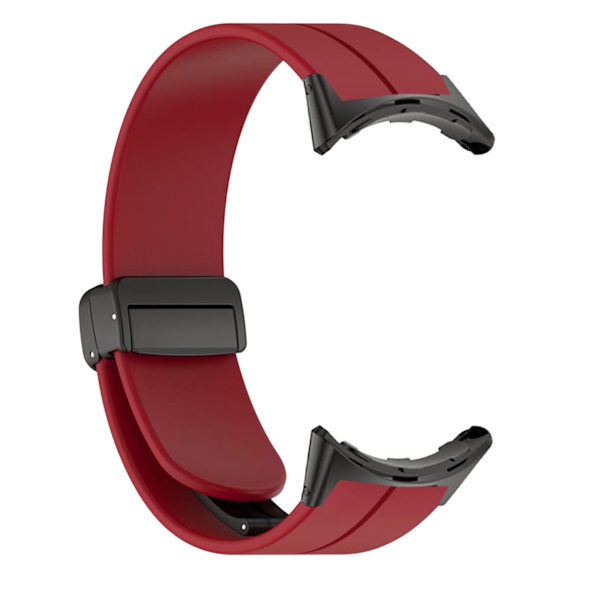 Elastiskt silikonklockarmband med magnetiskt spänne i legeringsmetall, stretchigt armband för Pixel Watch 2, vinrött (ZYH)