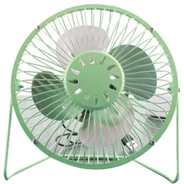4-tommer USB-bordventilator. Mini grøn metalventilator. Personlig ventilator til frisk luft og cirkulation.