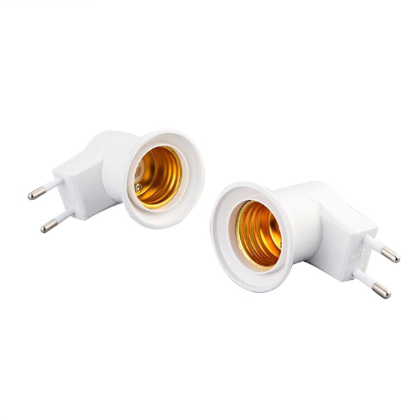 2PCS EU Plug to E27 Adapter LEDs Ljus B-ulb Converter Socket Hållare med ON/OFF knappbrytare (DPD) 6pcs