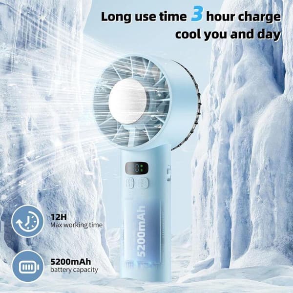 Bærbar luftkøler. Lommeventilator med indbygget batteri og justerbar ventilatorhastighed (1-100, sort).