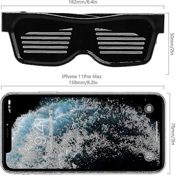Led-glasögon Bluetooth-app-anslutna Led-display Smart Glasses Diy Funky Eyeglasses  (ZYH)