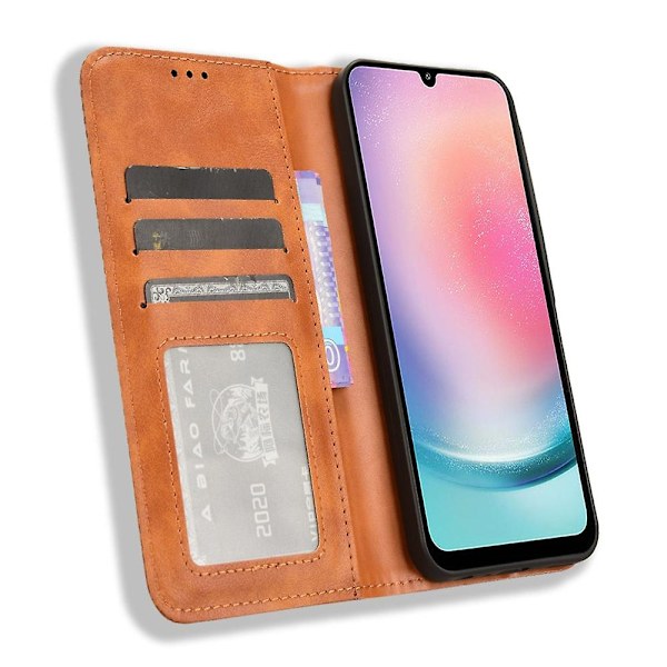 För Samsung Galaxy A25 5G Läderfodral Magnetiskt Automatisk Stängning Telefonfodral  (ZYH) Brown Samsung Galaxy A25 5G (Global)