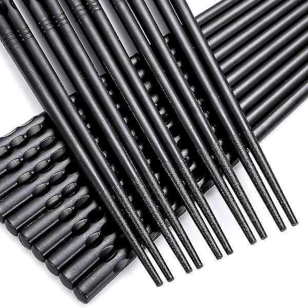 Chopsticks 10 par glasfiber ätpinnar, återanvändbara ätpinnar svart diskmaskin (ZYH)