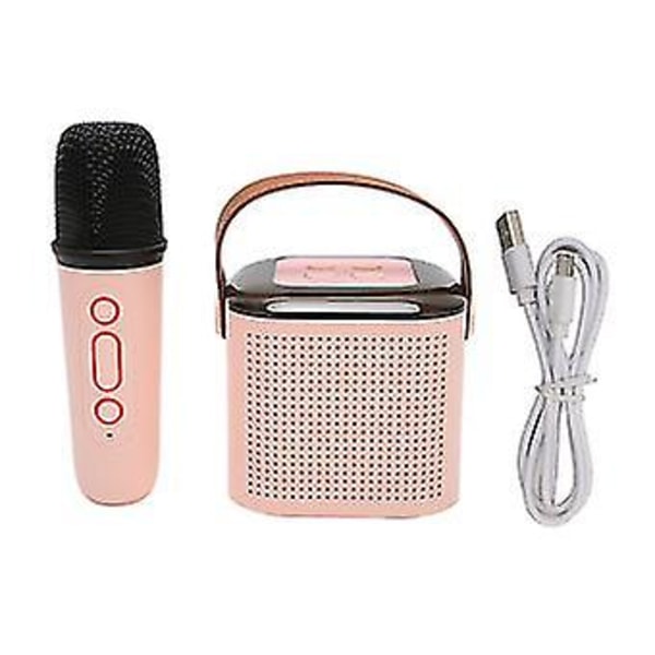 Bärbar  med karaokemaskin, stereo RGB-ljus och 1 mikrofon - perfekt för hemmafester (rosa)  (ZYH)