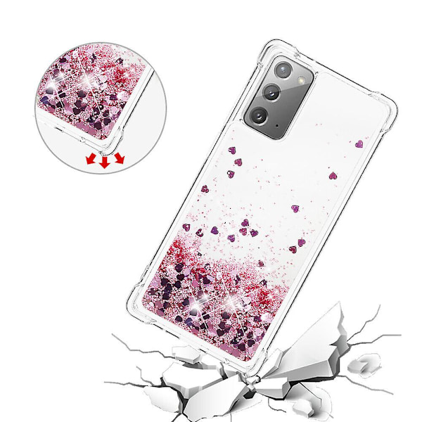Fodral för Samsung Galaxy Note 20 Bumper Cover Glittrande Bling Flytande Vätska - Rose Clair  (ZYH)