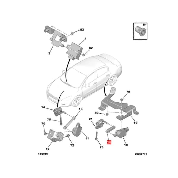 Vinkelsensor Link 527381 til 407 C6 Bil - 4X Enhed