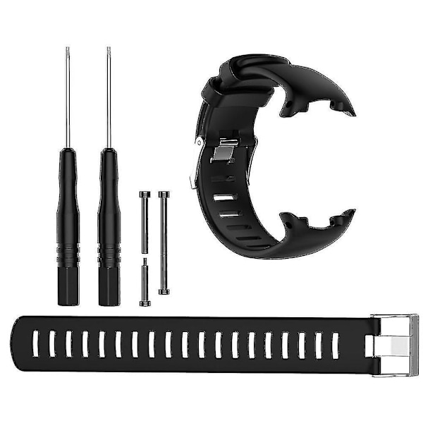Ersättningsarmband i silikon till Suunto D4/d4i/d4i Novo dykarklocka, justerbart armband med verktyg (ZYH) Black