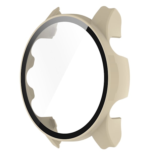 Garmin Forerunner 255 Anti-scratch Anti-fall Hard PC Watch Case Protective Cover med härdat glasskydd (ZYH) Ivory White