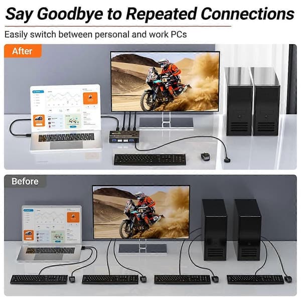 USB 3.0 Switch 4 Datamaskiner, 4 Porter USB Switch Velger for Tastatur Mus Switch Skriverdeler