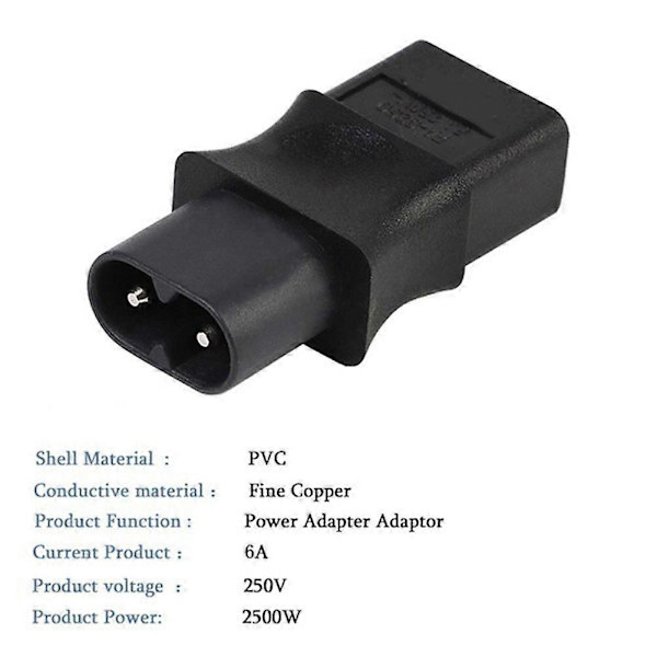 2 st 2-Pin Iec 320 C8 Hane till Iec 320 C9 Hona Ac Adapter 6A/250V Industriell Strömomvandlare
