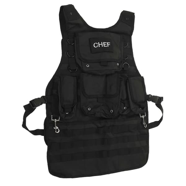 Molle Canvas Förkläde BBQ Grill Kock Förkläde Utomhus Camping Verktygsförkläde med Förvaringsfickor