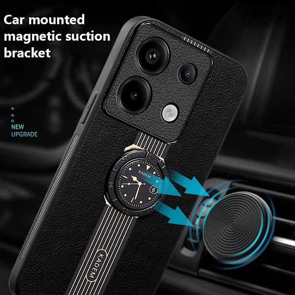 KADEM Fodral för Xiaomi Redmi Note 13 5G Rotation Kickstand Skyddande Telefonfodral  (DPD) Black