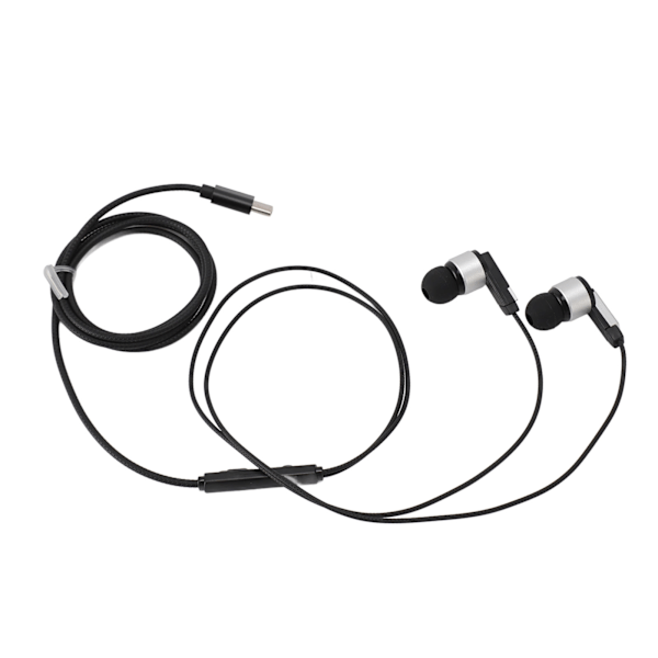 USB C-hörlurar med mikrofon, HiFi-stereoljud, brusreducering, USB Typ C-kabelhörlurar med mikrofon för smartphone, surfplatta, bärbar dator (ZYH)