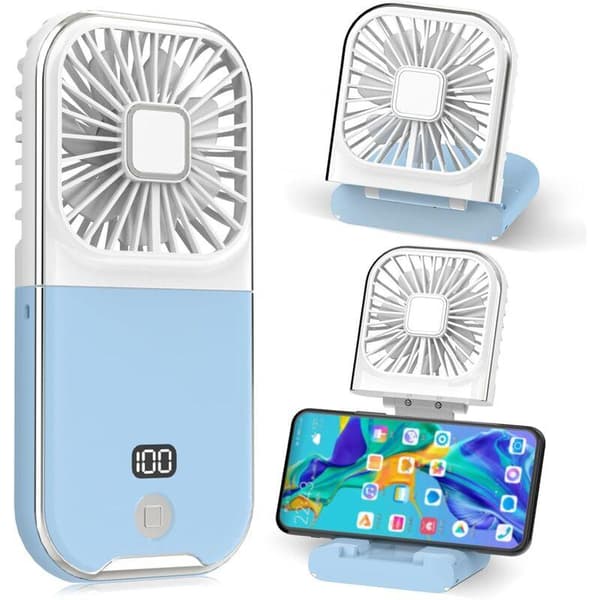 Mini USB genopladelig bærbar ventilator, lille bærbar ventilator, støjsvag ventilator (blå)