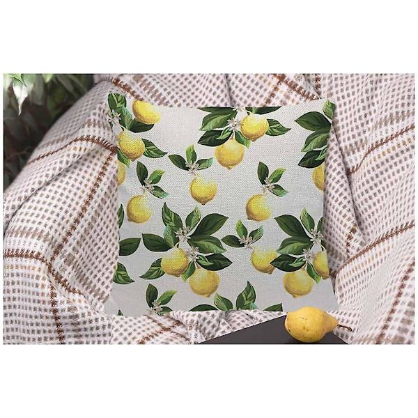 Citroner Cover Gul Citrongröna blad Citrus Dekorativa kuddfodral för soffa, bäddsoffa Case 45X45 Cm -[A10043] (DPD) 45X45CM