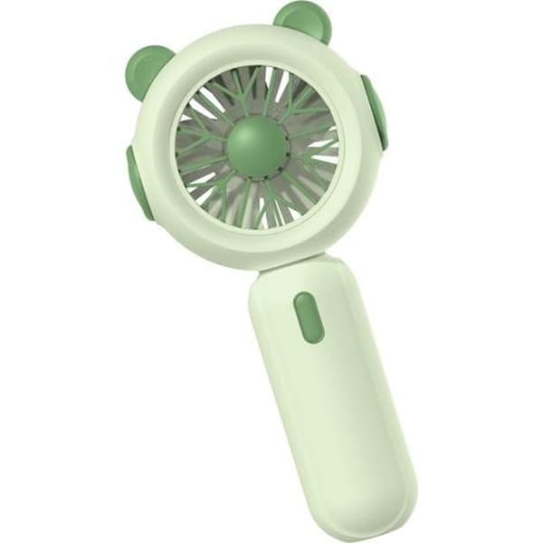 USB Genopladelig Bærbar Ventilator - Lille ventilator drevet af AA-batterier, 3 blæserhastigheder - Grøn